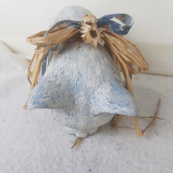 Cat Sitting On Shelf Looking Down vtg Ceramic blue with blue accents collar - Picture 7 of 10